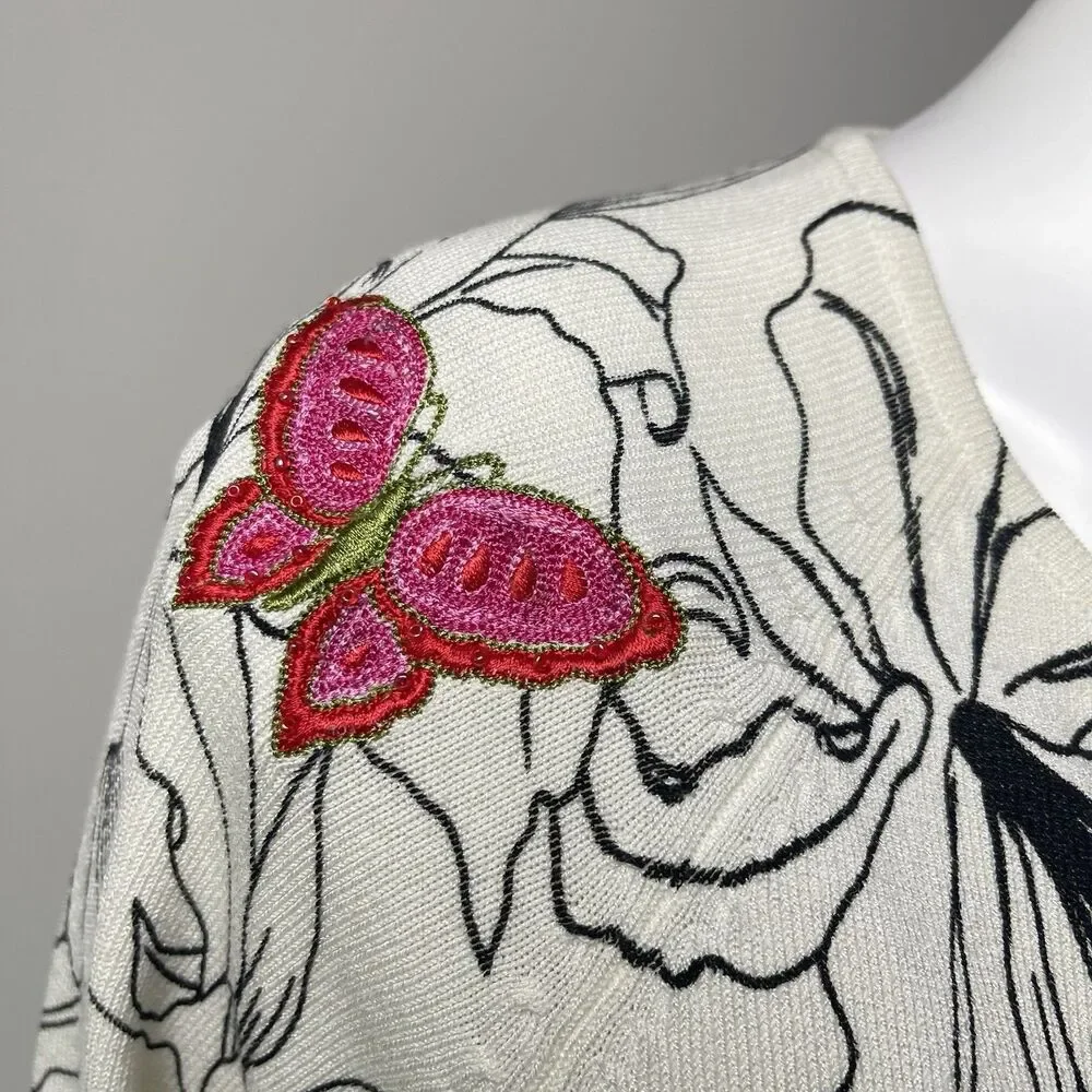 Vintage Marisa Christina Cardigan Butterfly Embroidered L Cottage Fairy Festival
